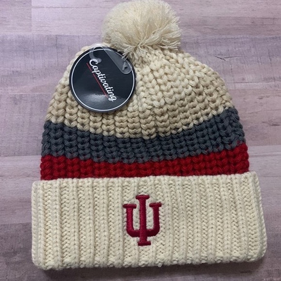 Indiana Hoosiers Breakaway Cuffed Knit Hat with Pom - Crimson Unisex - Picture 1 of 2